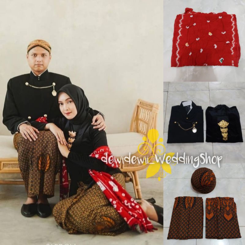 [Full Set] Sepasang Baju Adat Jawa Cewek + Cowok / Baju Prewedding || Motif Truntum Garuda