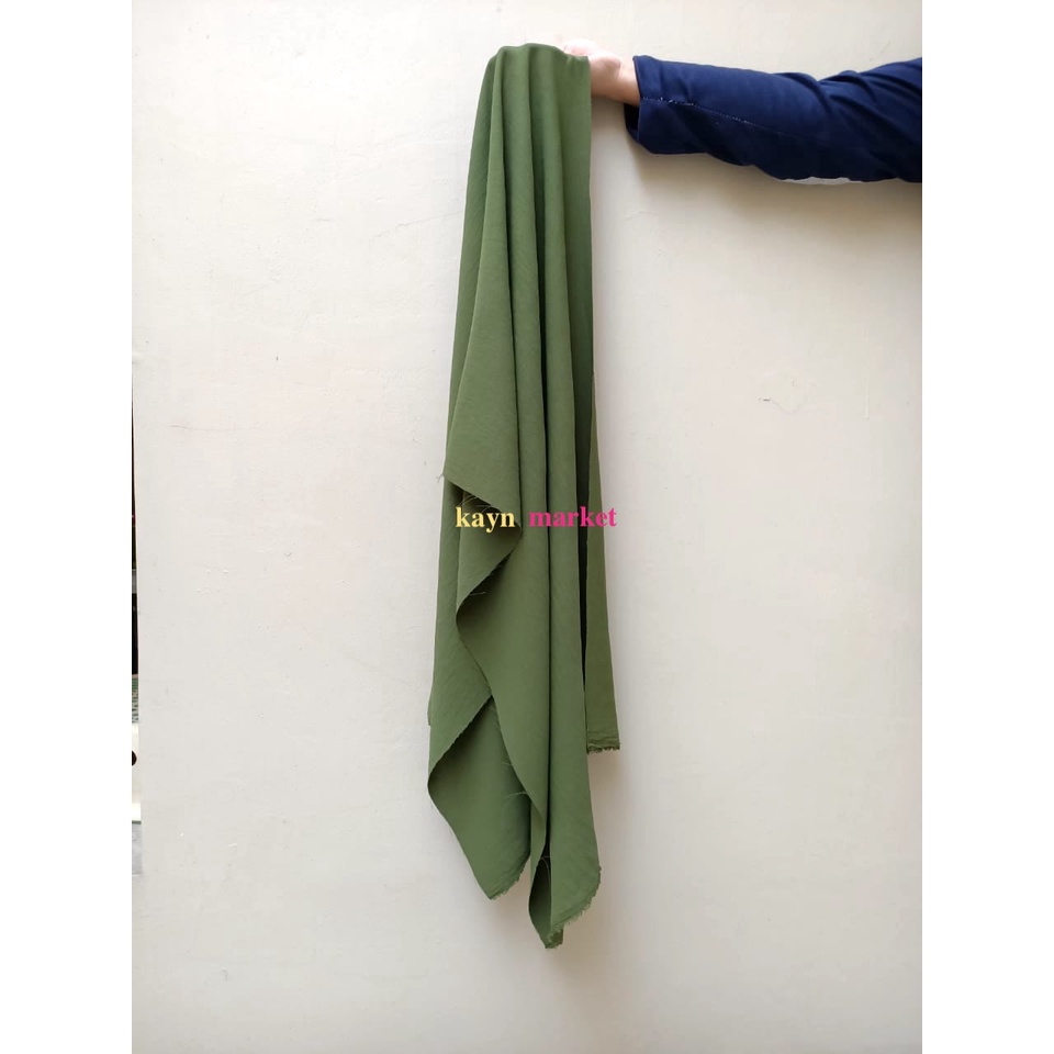 1/2 Meter Kain CEY AIRFLOW CRINKLE TNI Hijau Army Green Stretch Premium Grade A Meter Roll Grosir Ec
