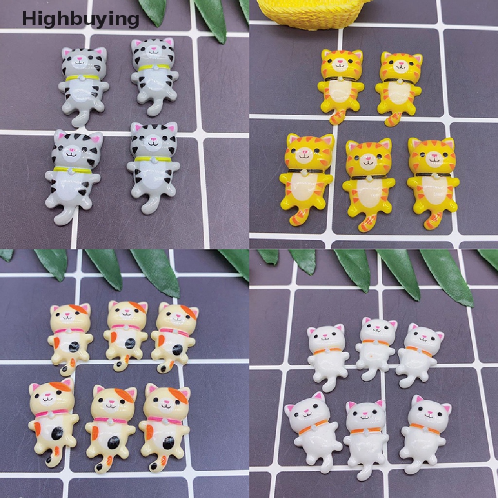 Hbid 10Pcs Aksesoris Cabochon Resin Mini Kartun Hewan Kucing Lucu DIY Glory