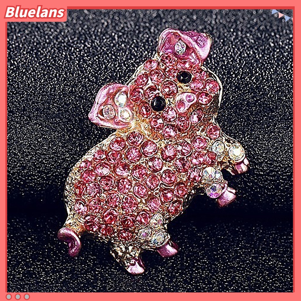 Bluelans Women Rhinestone Inlaid Pig Brooch Pin Corsage Bag Badge Cloth Jewelry Accessory