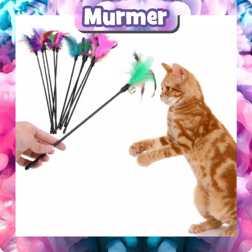 MurmerOfficial Mainan Kucing Cat Teaser Cat Toys Stick Mainan Kucing bulu Lonceng Krincing R538