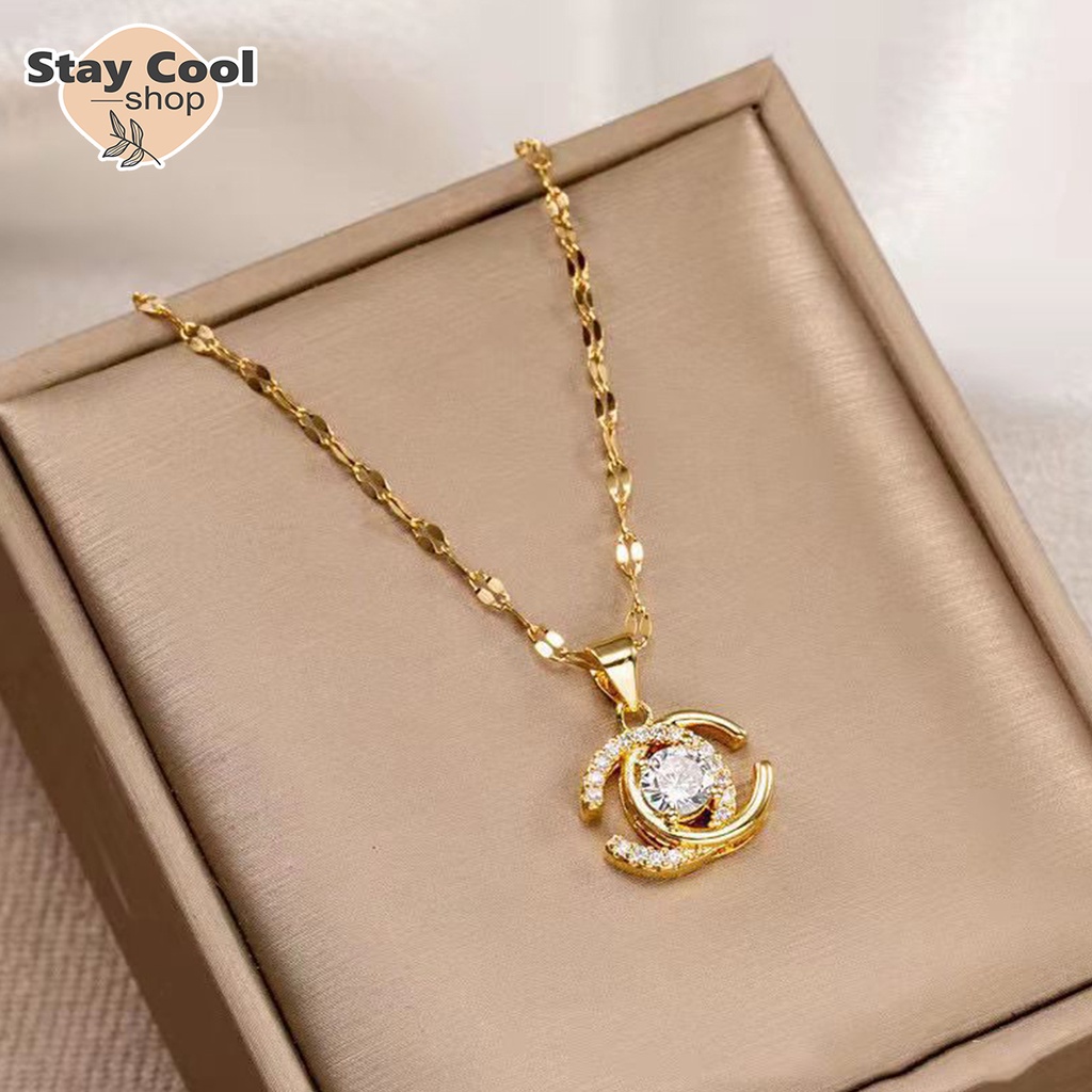 Kalung Rantai titanium Rose Gold Liontin Zirkon Anti Karat / Kalung Wanita / Accesories Wanita Kalung Titanium Titanium Anti Karat Selamanya