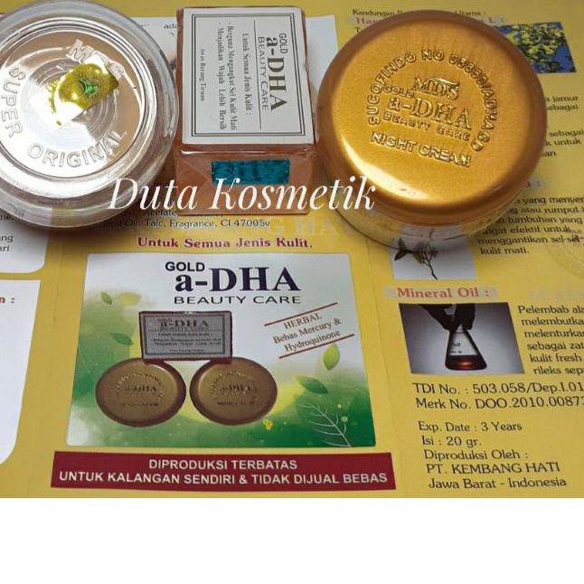 EXCLUSIVE!CREAM ADHA GOLD MDS ORIGINAL 3IN1 / PAKET DHA PEMUTIH WAJAH|KD5