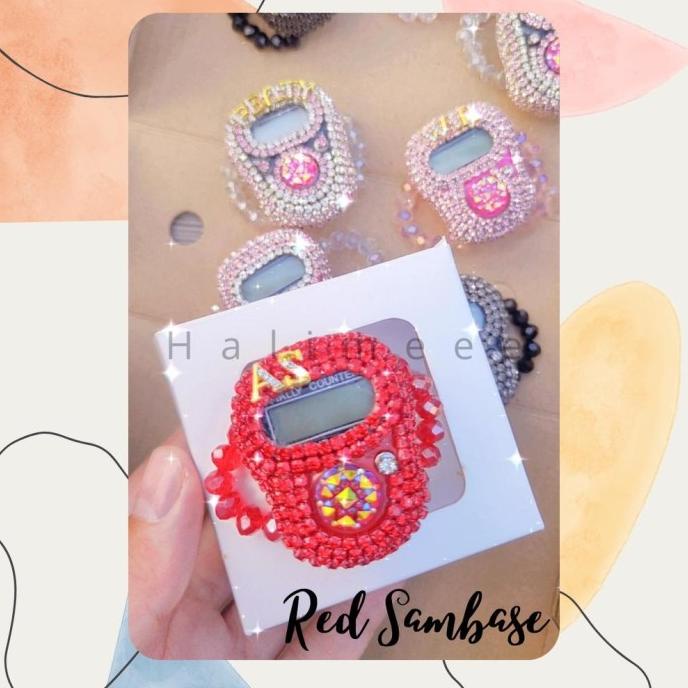 Alat Zikir Tasbih Digital Swarovski Custom Nama Tali Mutiara Blink Stormemey