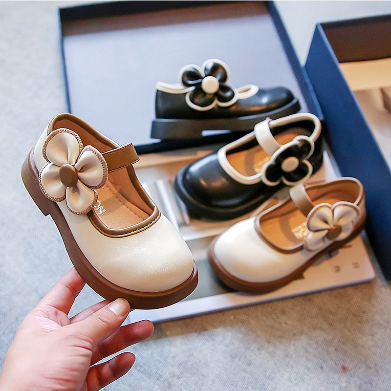 B67 NEW Sepatu flat dua warna / sepatu anak perempuan motif bunga