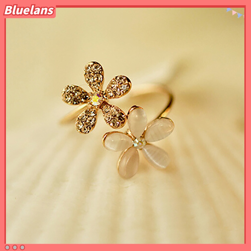 Bluelans Statement Faux Opal Adjustable Jewelry Lightweight Marguerite Open Ring for Women