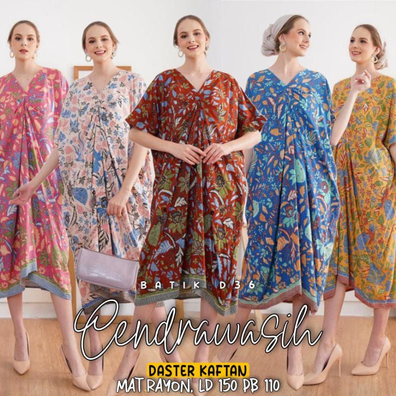 Baju tidur daster Kaftan Cendrawasih #2 soft pastel premium Classic Batik halus Bahan Rayon