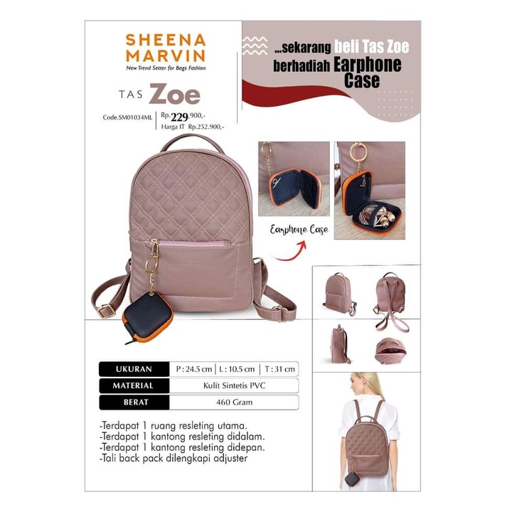 Tas Ransel Zoe Backpack Sheena Marvin