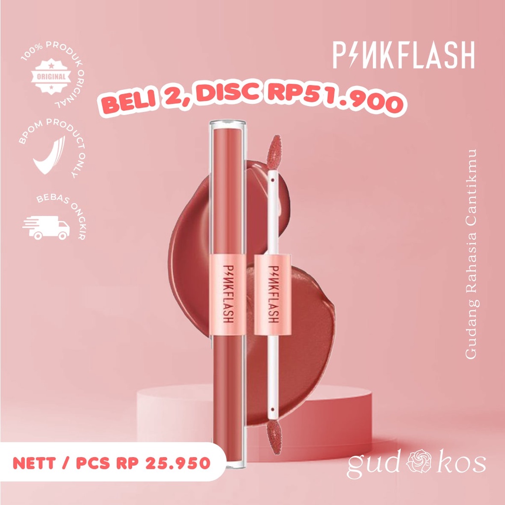 PINKFLASH DoubleSense 2 IN 1 Dual-Ended Lipstick Liquid Matte / Lipstick Velvet Tahan Lama