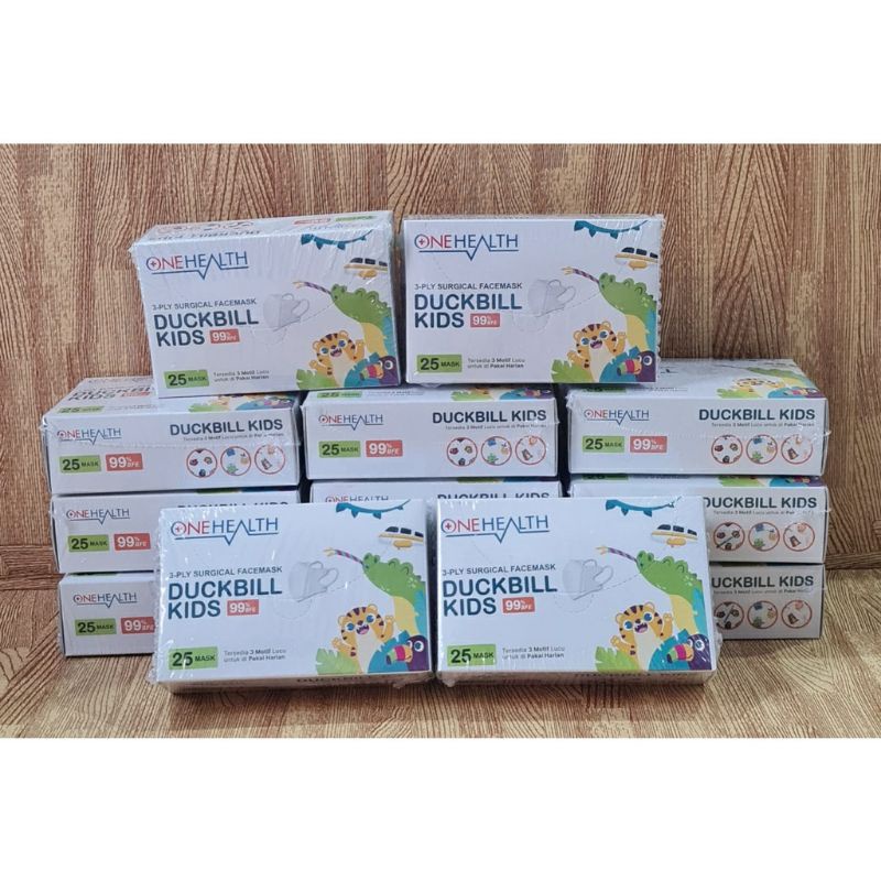 Masker Medis OneHealth Duckbill Anak ISI 25PCS ada Motif anak