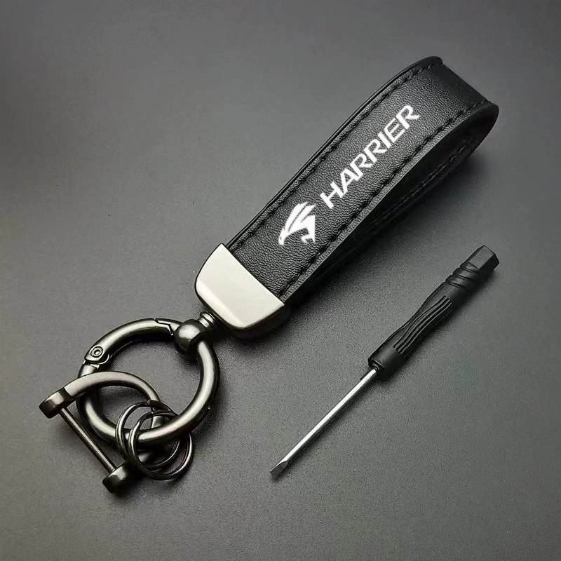 Metal Car Keychain Genuine Leather Key Chain Key Ring for Toyota Harrier XU60 XU80 2022 Car Accessories