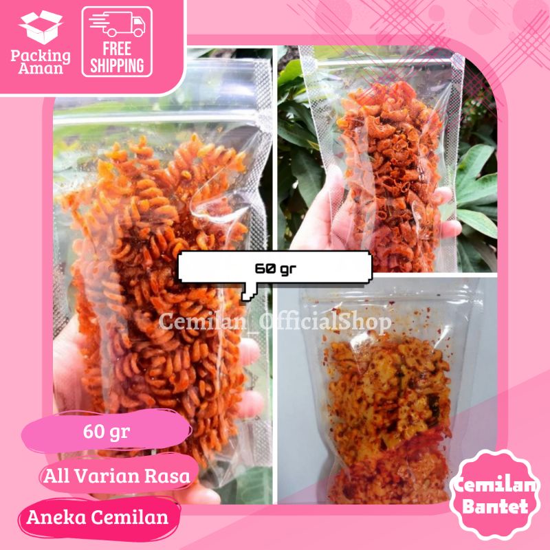 

Makaroni Bantet Pouch 60gr / Seblak Bulat Pouch / Mie Lidi Pouch / Makaroni Kriwil / Seblak Udang / Seblak Pedas