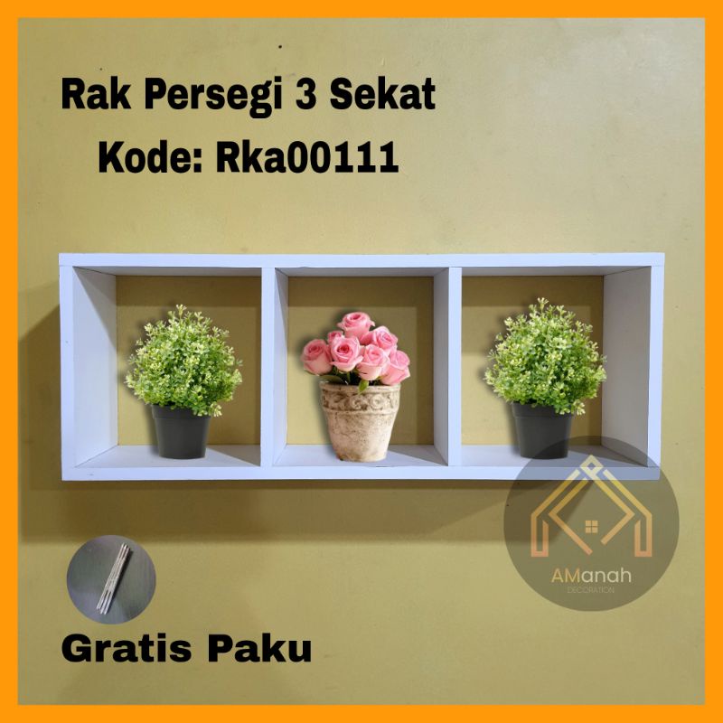 [COD] RAK DINDING PERSEGI 3 SEKAT KODE RKA00111 - RAK DINDING MINIMALIS - RAK PAJANG TEMBOK SERBAGUNA
