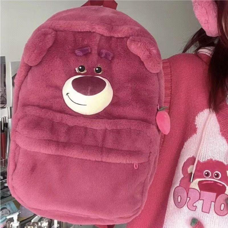 ☞❏Sera mengimpor 2022 musim gugur dan musim dingin baru Disney strawberry bear tas sekolah lucu tiga dimensi gadis hati buku mewah lucu...