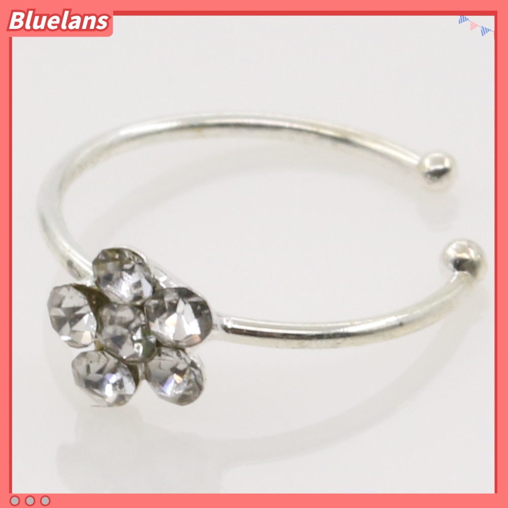 Bluelans Small Thin 5 Rhinestones Flower Nose Hoop Stud Ring Body Piercing Jewelry