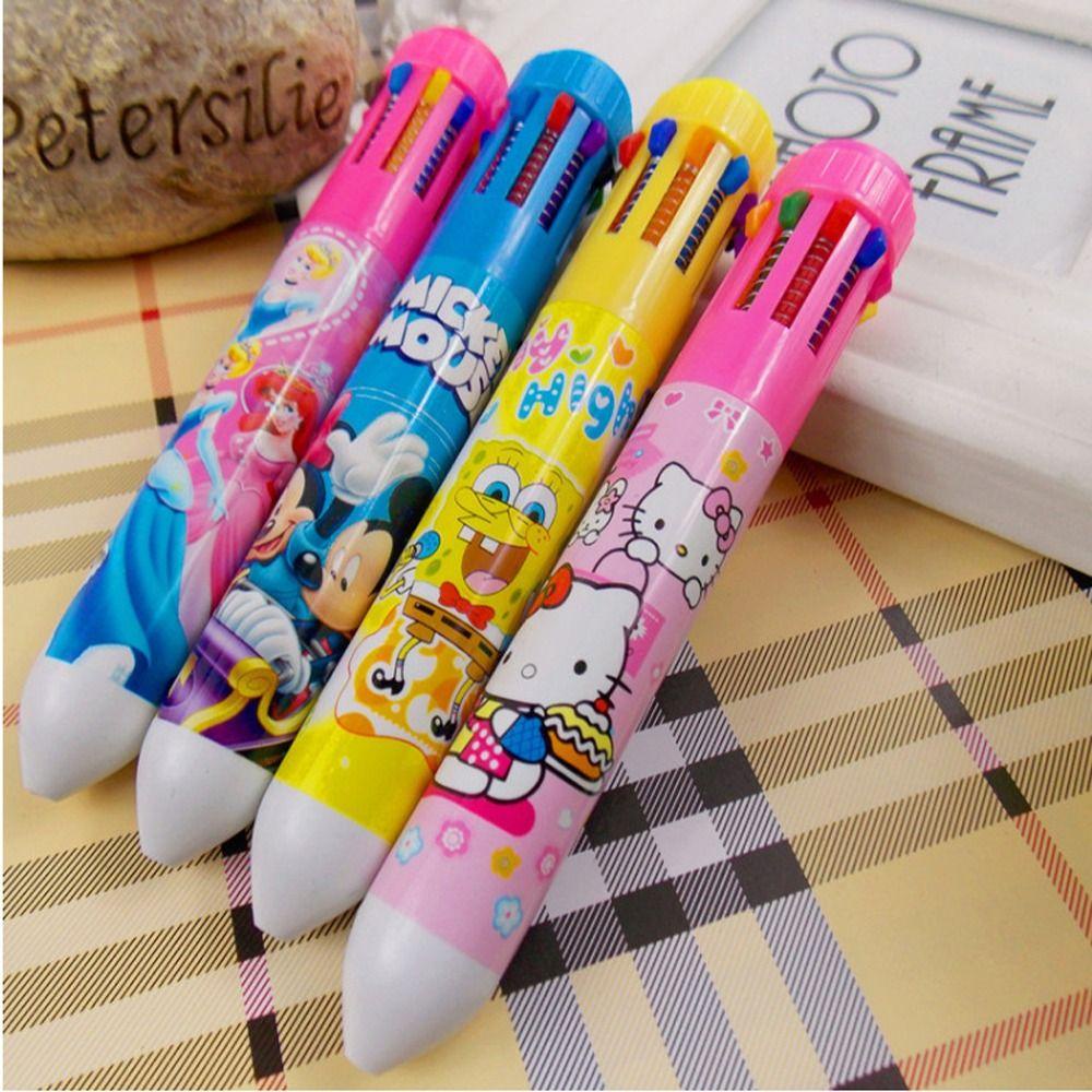 Mxbeauty Kartun Gel Pulpen Tanda Tangan Pena Perlengkapan Kantor Hadiah Untuk Gadis Kittty Cat Menulis Pulpen Mickey Warna Acak Spons 0.5mm Pen Penandatanganan