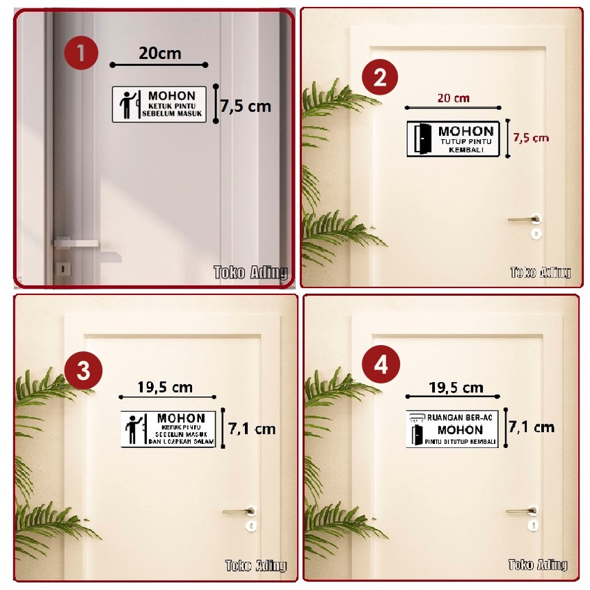 Tanda Stiker Mohon Buka Tutup Ketuk Pintu Ruangan ber AC / Open and Closed Signs Door