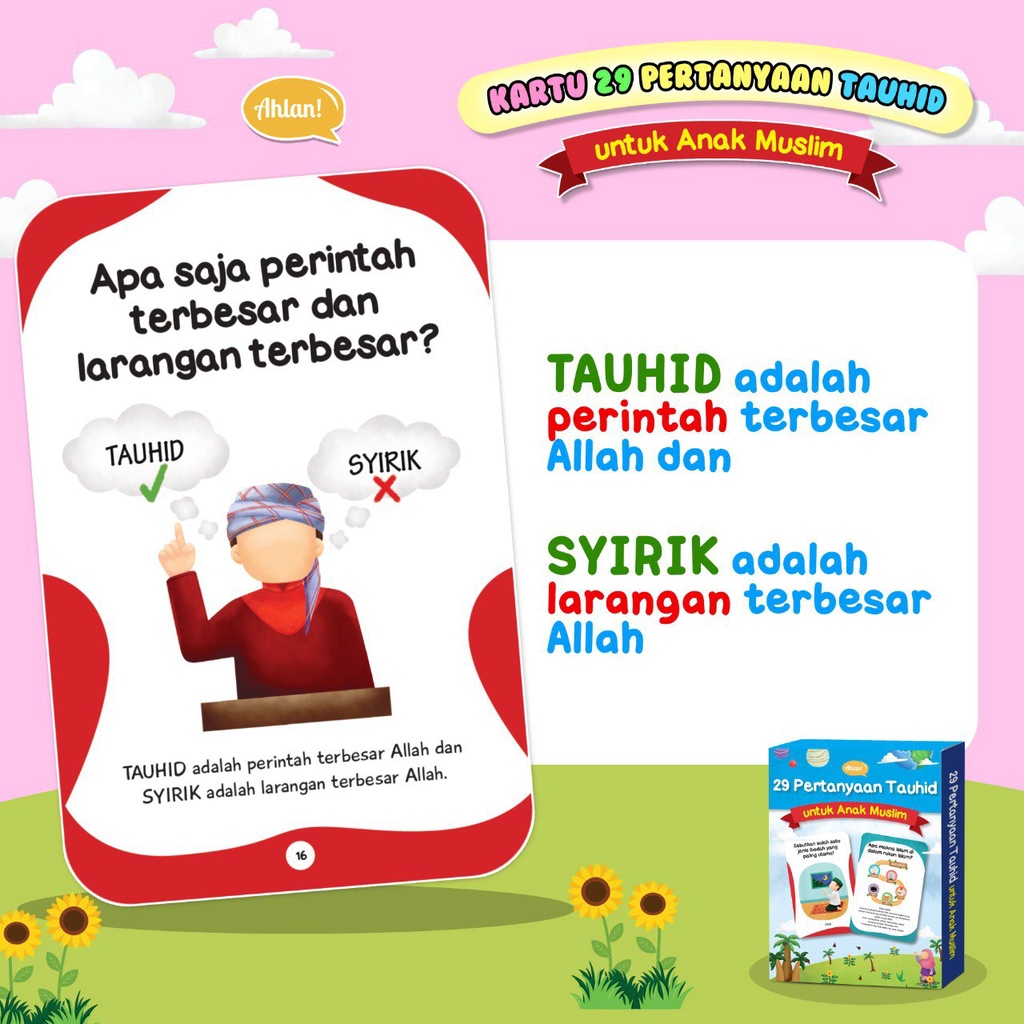 Flash Card Kartu 29 Pertanyaan Tentang Tauhid Untuk Anak Muslim | Penerbit Ahlan