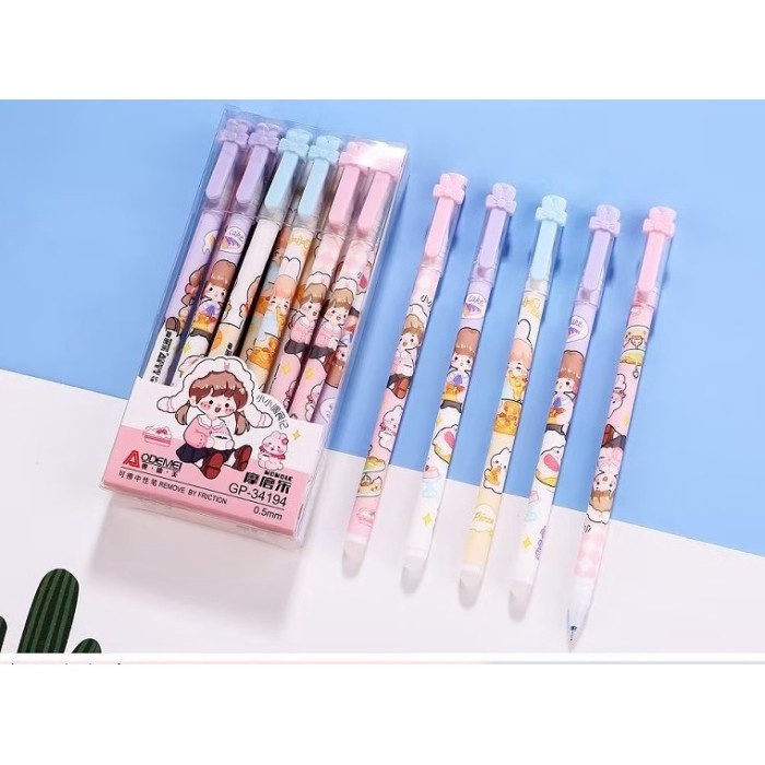 ODEMEI Pen Gel Hapus /Pulpen Bisa Dihapus/Erasable Pen isi 12Pcs Pen Lucu