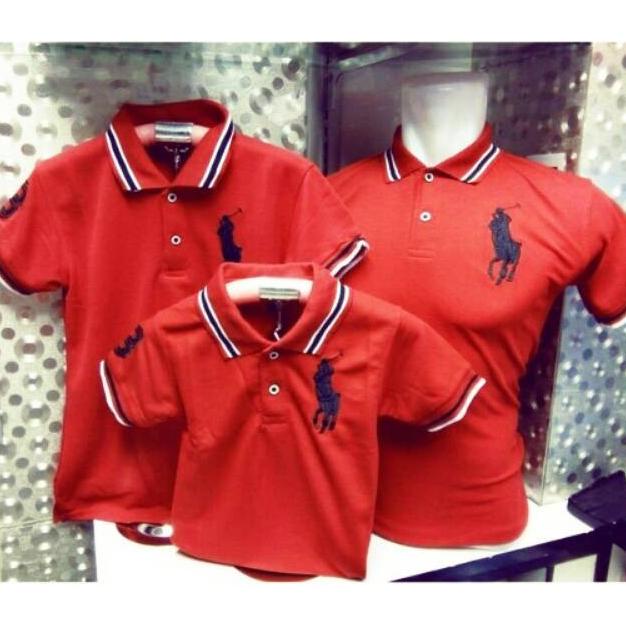 PROMO Polo kuda Kaos Merah Family Couple