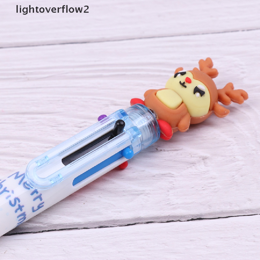 (lightoverflow2) 1pc Pulpen / Bolpoin 10 Warna Tipe Tekan Untuk Natal (ID)