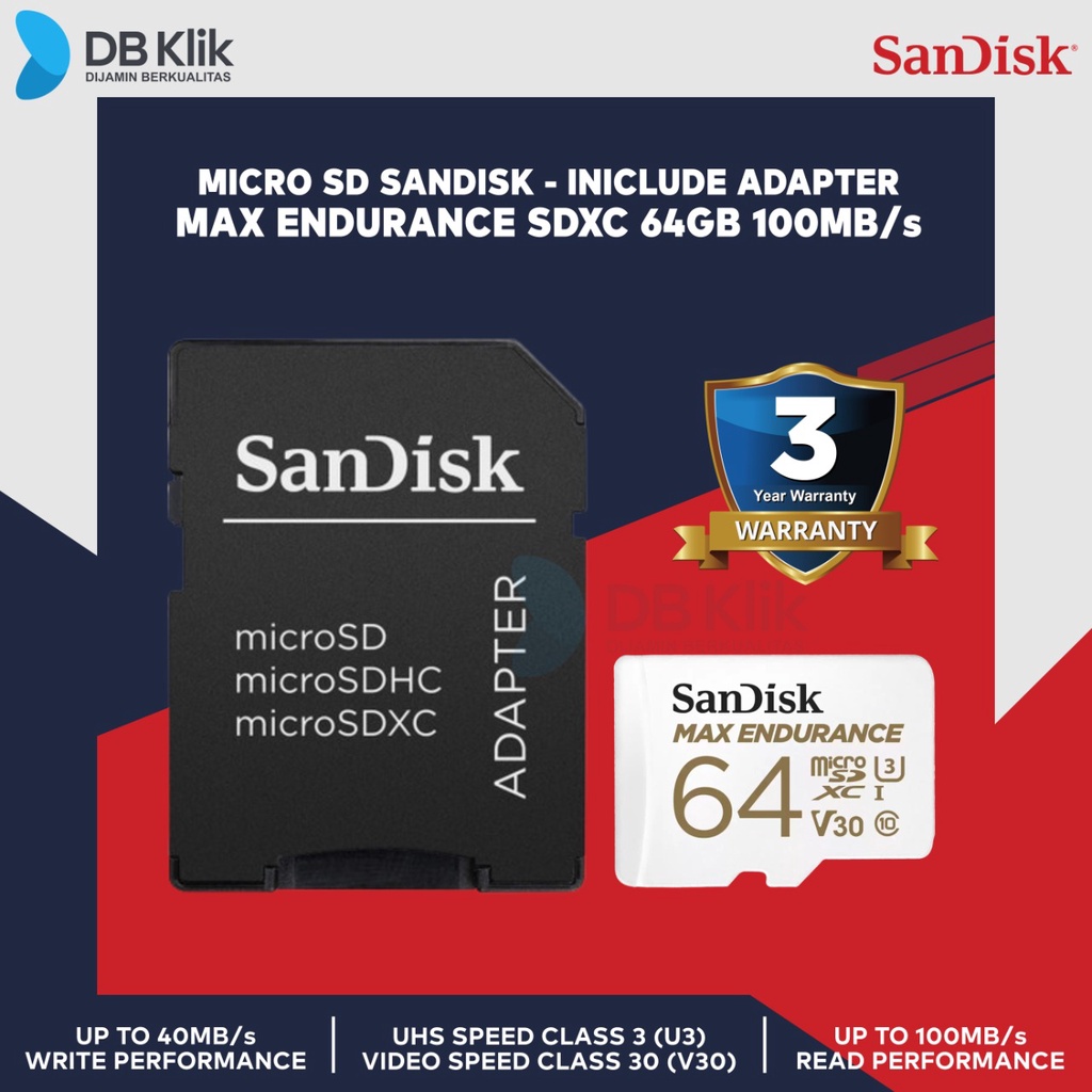 Micro SD SanDisk MAX ENDURANCE SDXC 64GB 100MB/s (SDSQQVR-064G-GN6IA)