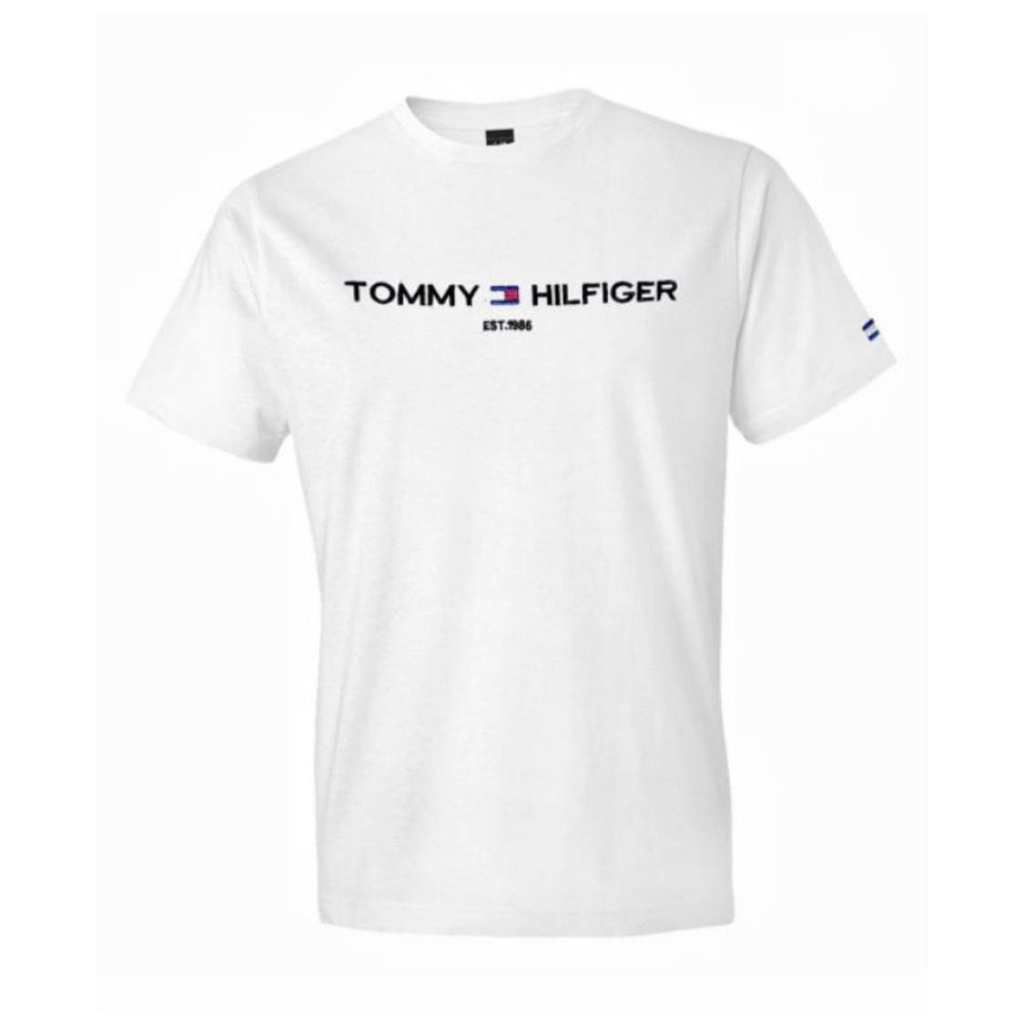 TSHIRT BAJU KAOS SABLON TOMMY HILFIGER99X  PUTIH &amp; SABLON TERMURAH