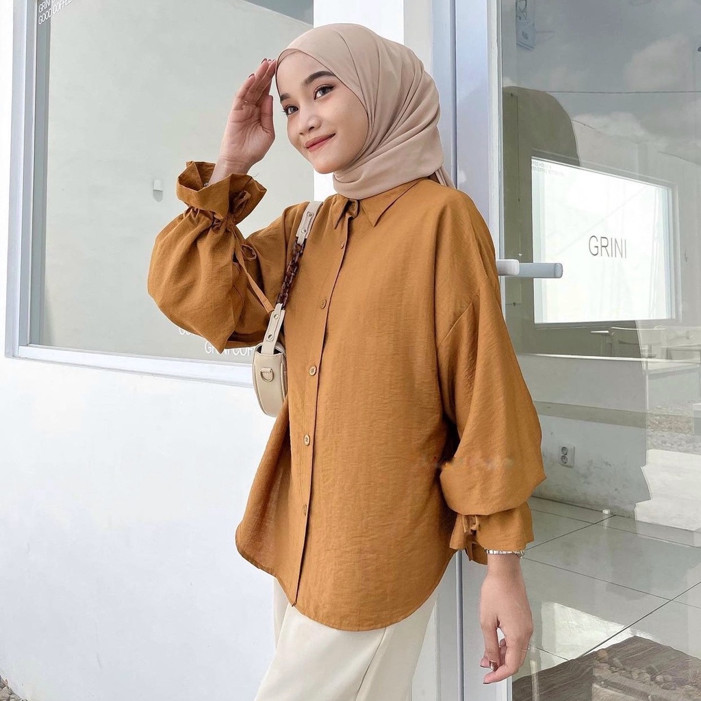 BEFAST - ZRX OOTD Kemeja MEIKA / ALEYA TOP / KEMEJA BAJU WANITA / Pakaian Casual Wanita / Hem Model Terbaru / Atasan Wanita Lengan Balon / Fashion Kekinian Remaja ABG / Kemeja Lengan Panjang Trendy / Outfit Wanita Kerja / Hem Polos Formal