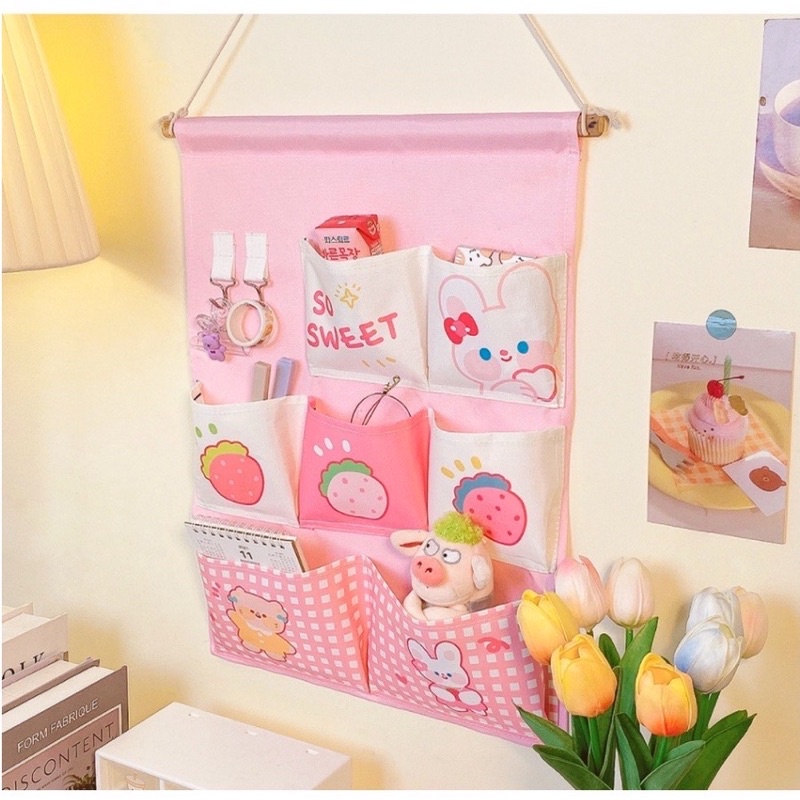 TERLARIS WALL ORGANIZER POUCH / TEMPAT REMOTE KOSMETIK DINDING / POUCH GANTUNG SALUR 7 KANTONG SEKAT / RAK GANTUNG PAKAIAN DALAM / HANGING UNDERWARE POUCH 7 SEKAT SERBAGUNA / STORAGE BAG / HANGING ORGANIZER / GANTUNGAN DINDING MULTIFUNGSI / STICKY HANGER