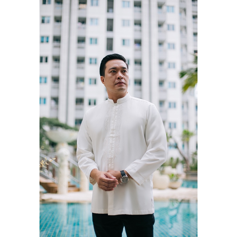 BMW Baju Koko Dewasa Lengan Panjang Putih Bordir Al Mia MT Original