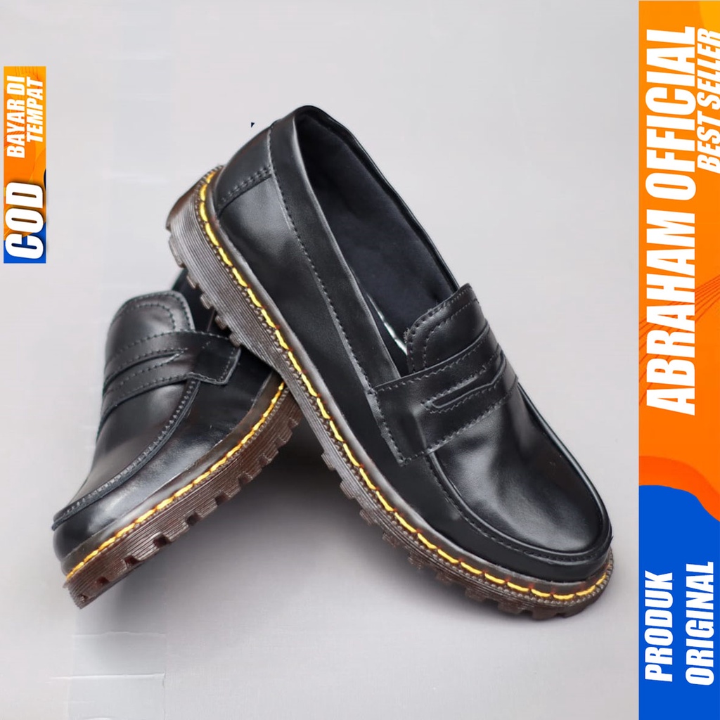 Sepatu Loafers Wanita Docmart Hitam Abraham Melis