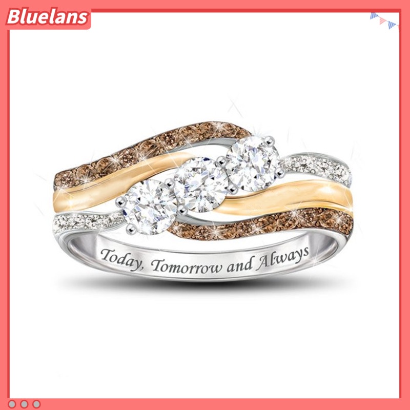 Bluelans Fashion Women Rhinestone Letter Finger Ring Wedding Party Jewelry Christmas Gift