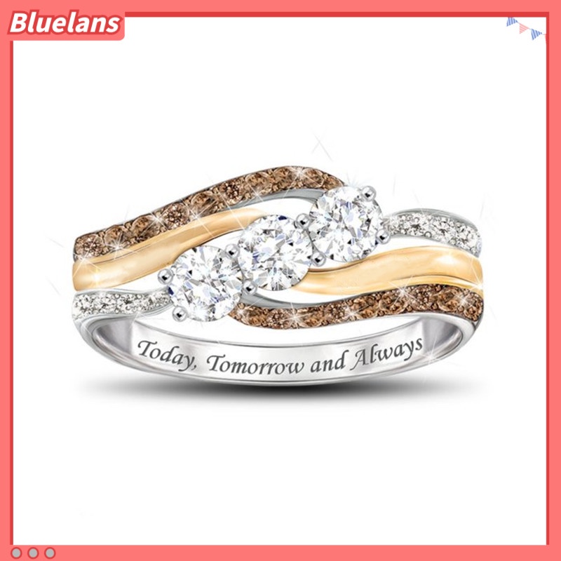 Bluelans Fashion Women Rhinestone Letter Finger Ring Wedding Party Jewelry Christmas Gift