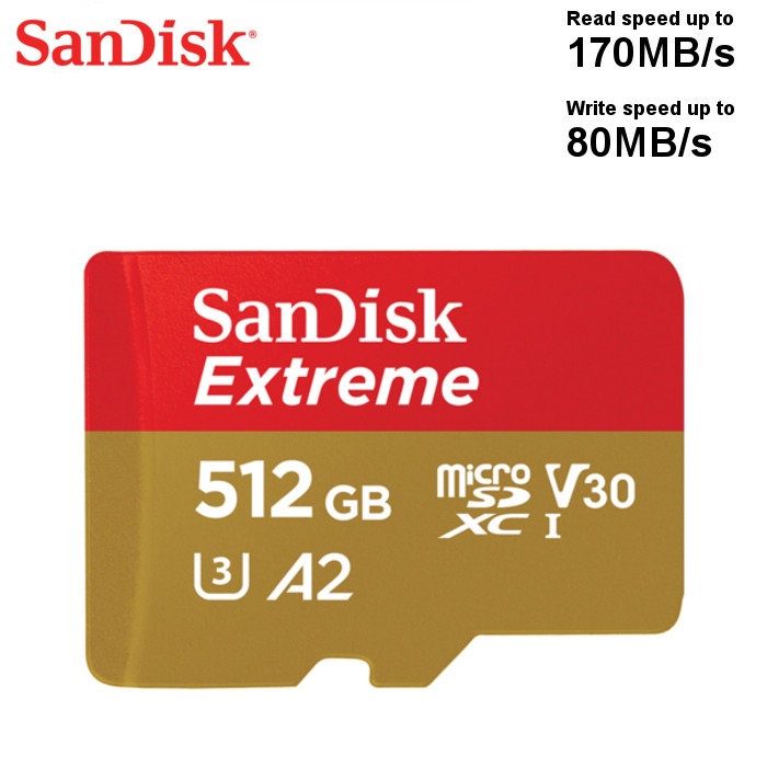 SanDisk Extreme MicroSD 512GB A2 190MB/s MicroSDXC UHS-I