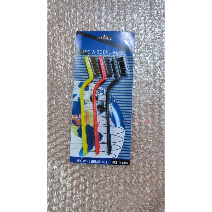 Sikat Kawat Set 3 pcs in 1 Mini Wire Brush Kuningan Baja Nylon