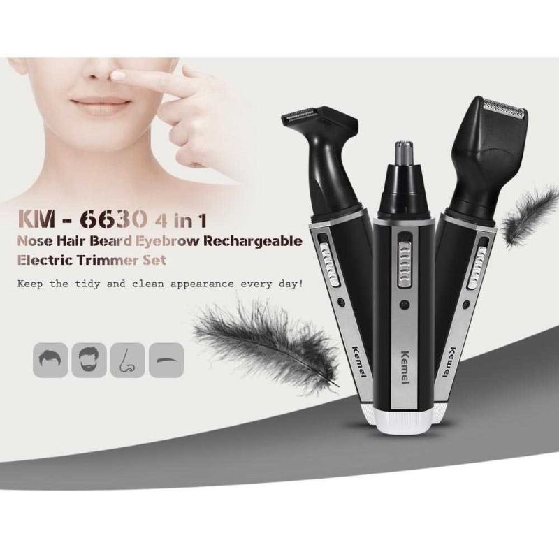 Alat Cukur Rambut - Jenggot - Kumis - Bulu Hidung Elektrik 4 in 1 Kemei KM- 6630