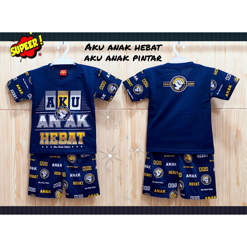 SETELAN BAJU ANAK AKU ANAK HEBAT UNTUK ANAK 2-10 TAHUN BISA COD