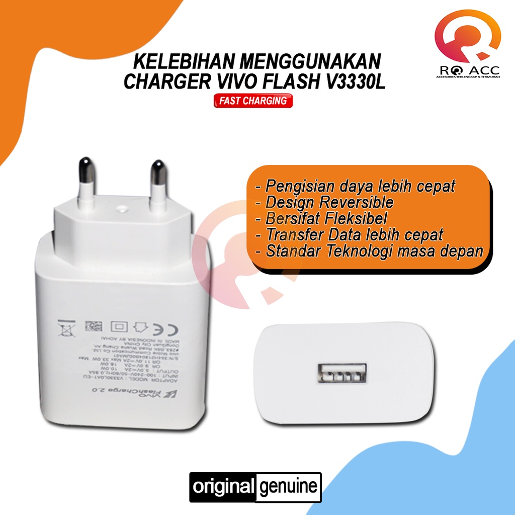 [RO ACC] CHARGER VIVO FLASH CHARGE V3330L TYPE C FAST CHARGING