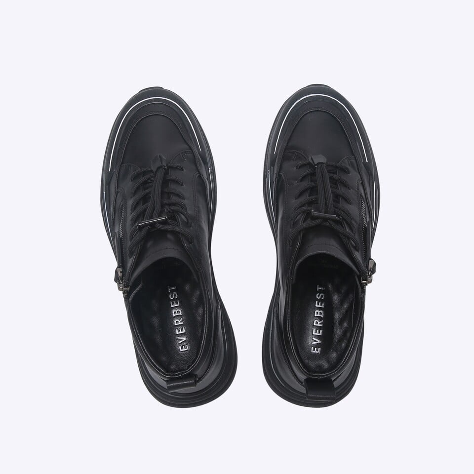 EM01 SEPATU SNEAKER EVERBEST PRIA ORIGINAL CASUAL KETS KULIT BRANDED HITAM