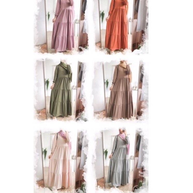 Terpercaya LUNARA MAXY/ Gamis Susun Polos Ruffle/ Gamis Canda Susun Bahan Adem/ Dress Susun Rempel/ 