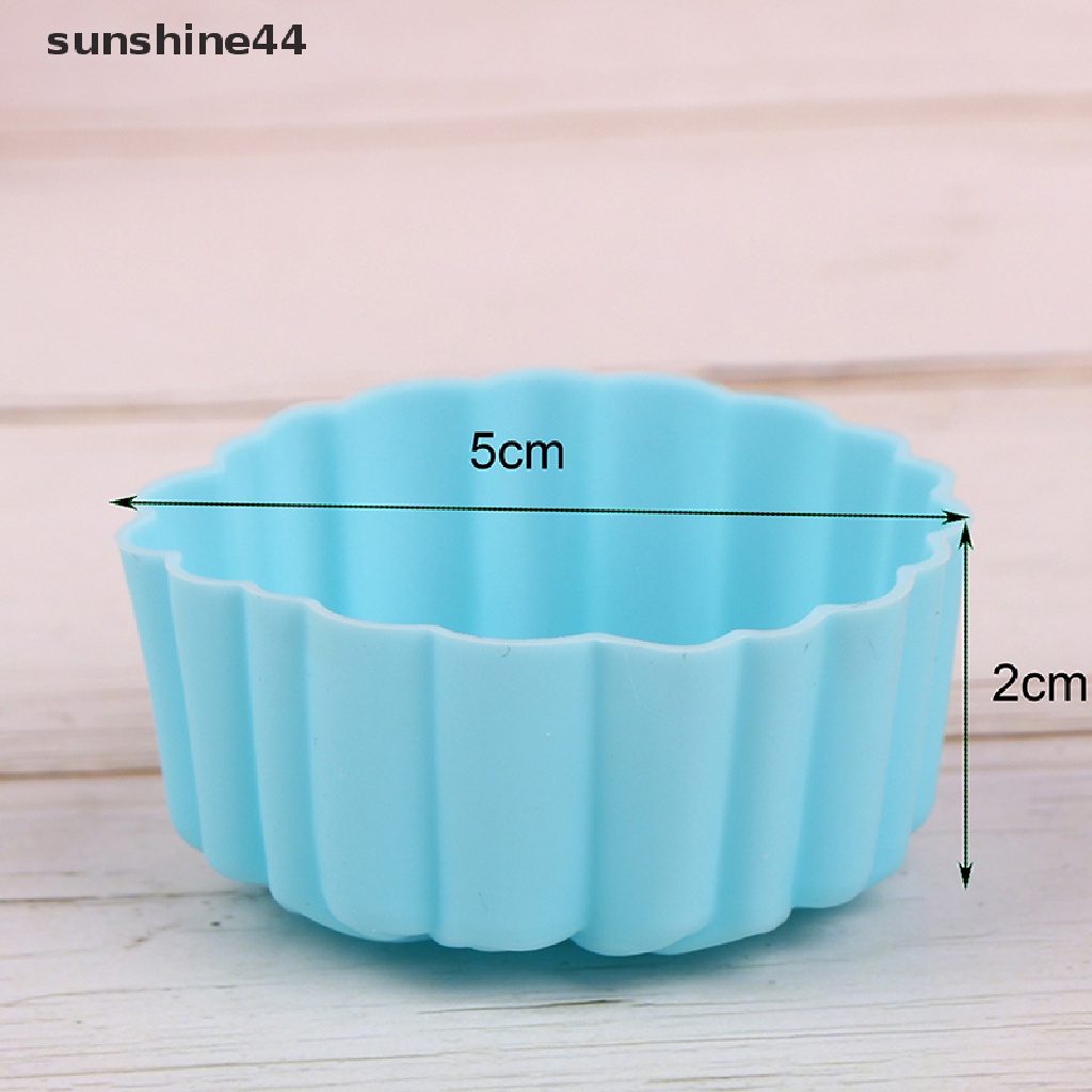 Sunshine 6Pcs Cetakan Puding / Muffin Bentuk Bunga Matahari Bahan Silikon Ukuran 5cm