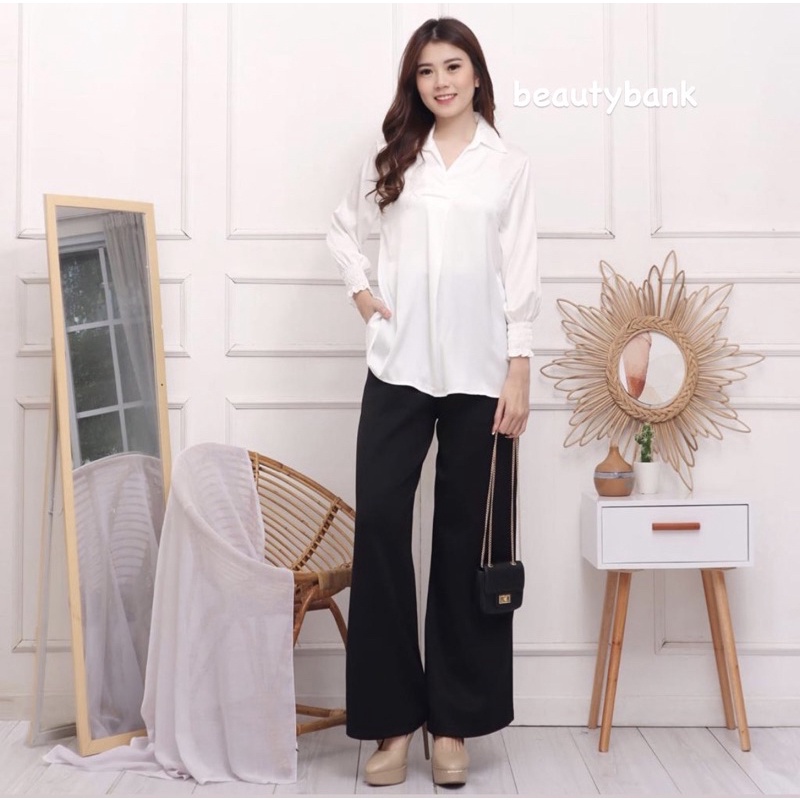 Atasan Blouse Wanita LUNAYA Satin Silk Premium