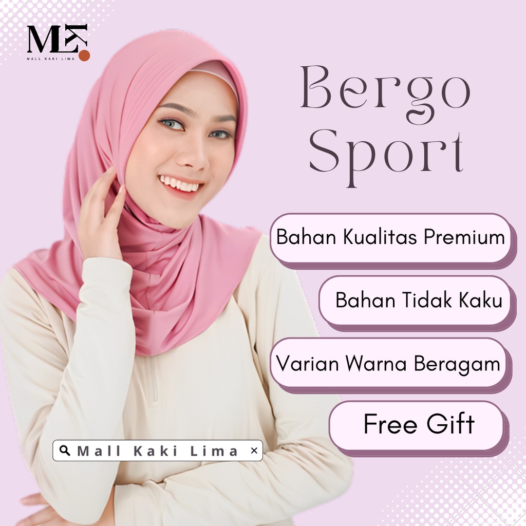 BERGO SPORT HIJAB SPORT JILBAB WANITA JILBAB INSTAN