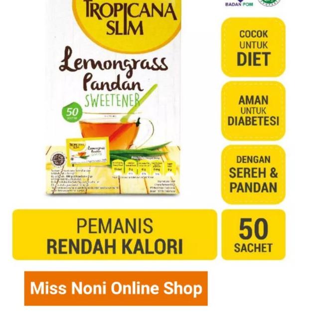

Harga Bersaing--Tropicana Slim Sweetener Lemongrass Pandan 50 sachet