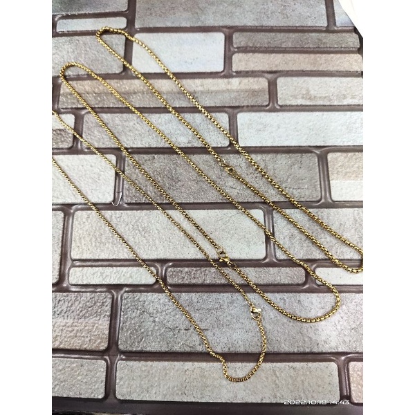 Termurah!!!! Kalung titanium / stainless motif Itali bulat warna gold tidak karat panjang 50cm