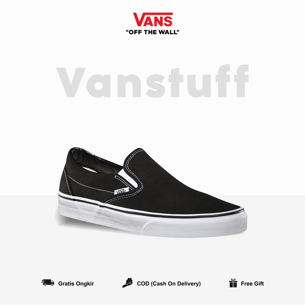 Vans Slip On Black White Original  BNIB Couple Pria Wanita Global Market Waffle EVB Ori Authentic Hitam Putih