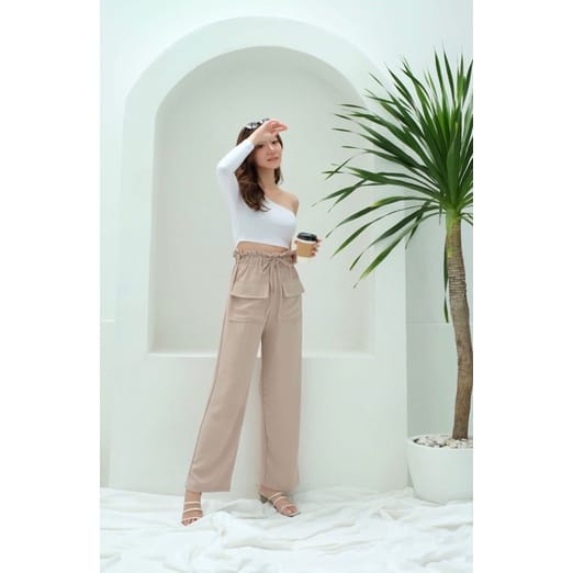 Tq88indonesia Fashion Celana Panjang Polos  Wanita Casual  /Hanna Pant CRINCLE Terbaru / Ootd Kekinian