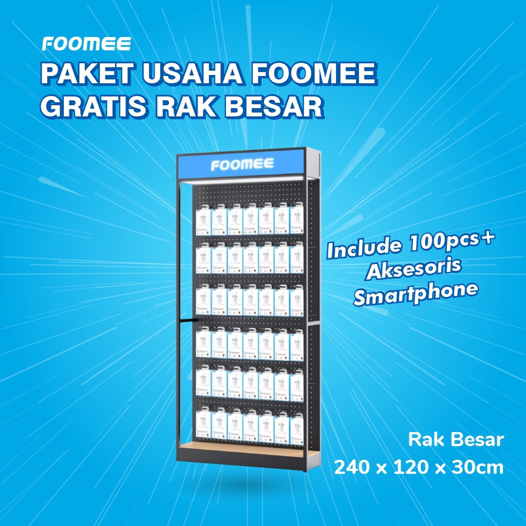 Foomee Paket Usaha Rak Display Besar + Aksesoris Smartphone 100pcs