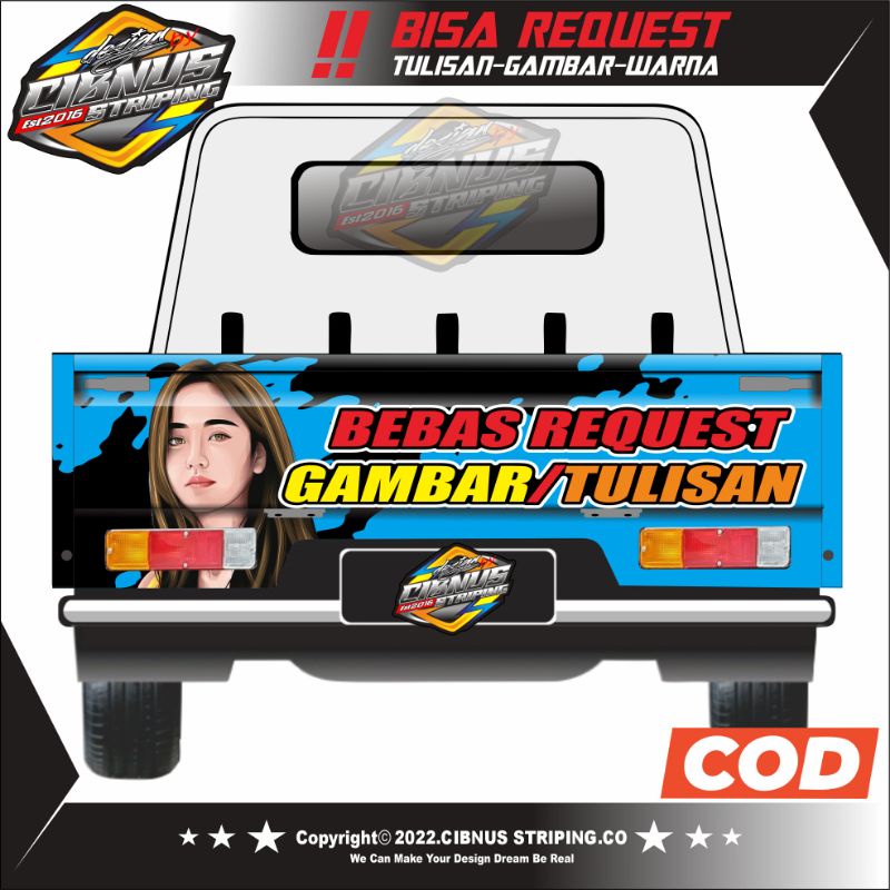 Decal Stiker Pintu Belakang Mobil Pickup New Carry,Futura,Carry Bagong,T120SS,Grandmax,L300