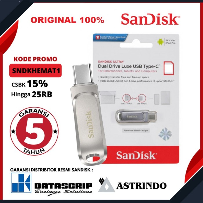 Sandisk Ultra Dual Drive Luxe USB Type-C Flashdisk 32GB SDDDC4